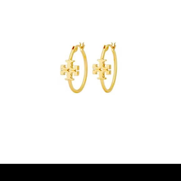 Tory Burch Gold Hoop Earrings with Bead Detail - Picture 2 of 16